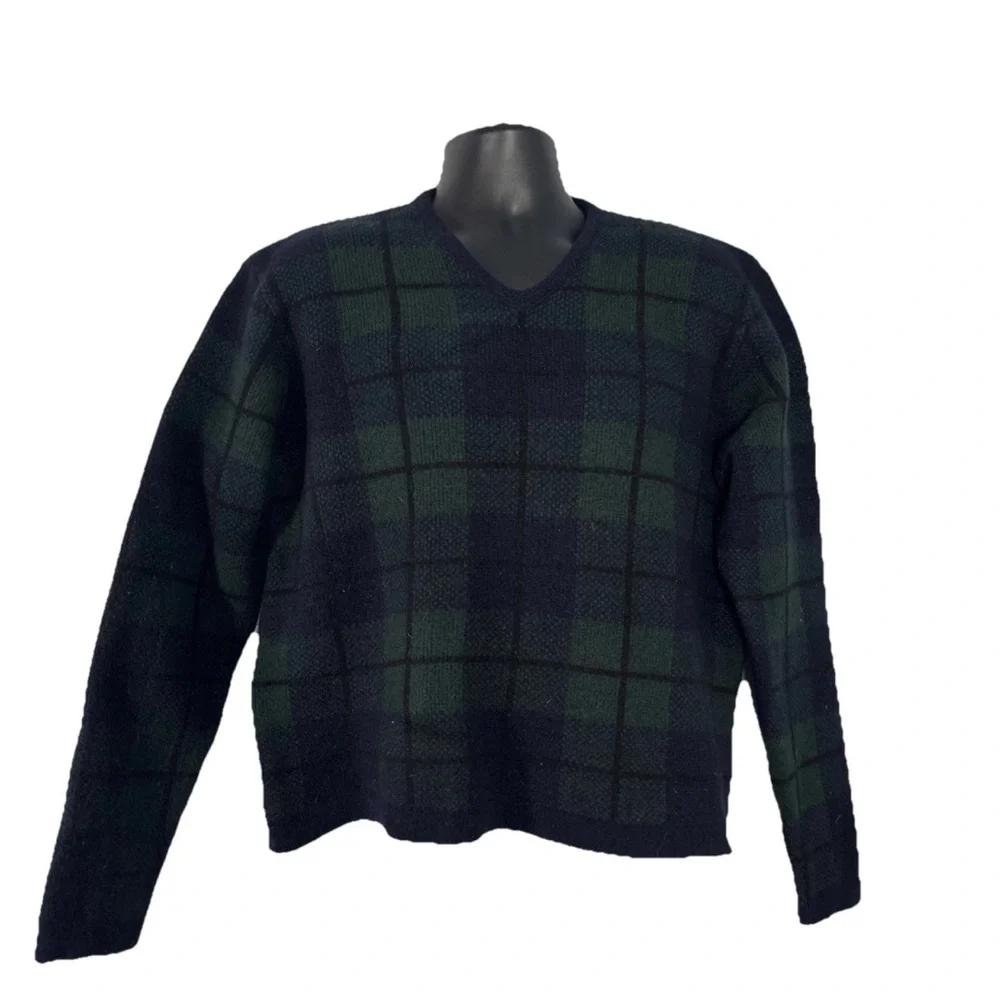 Vintage Polo Ralph Lauren Mens Sweater Large* Lambswool Plaid Preppy Golf 90s